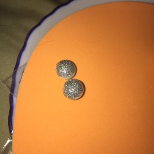 Silver button earrings